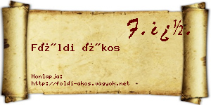 Földi Ákos névjegykártya